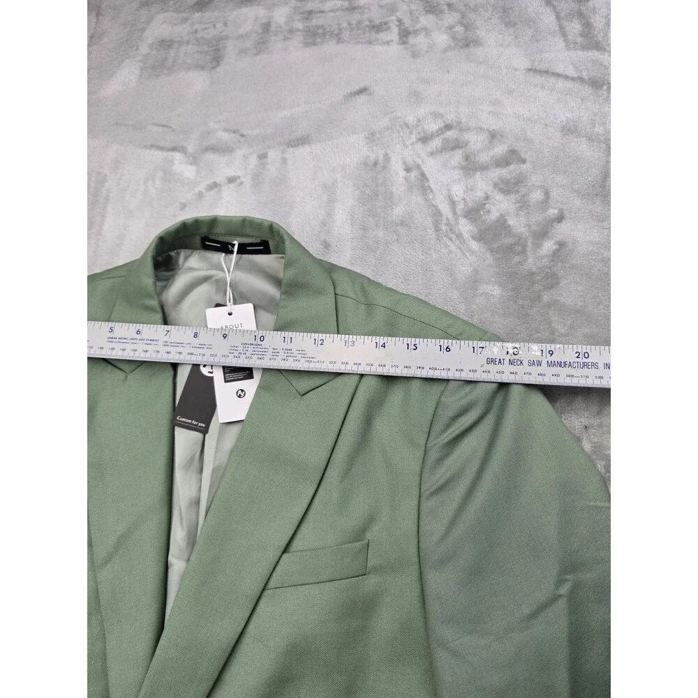 AO YAN Men Slim Fit Blazer Sage Dusty Green Gold Buttons Suit Jacket Size M NWT